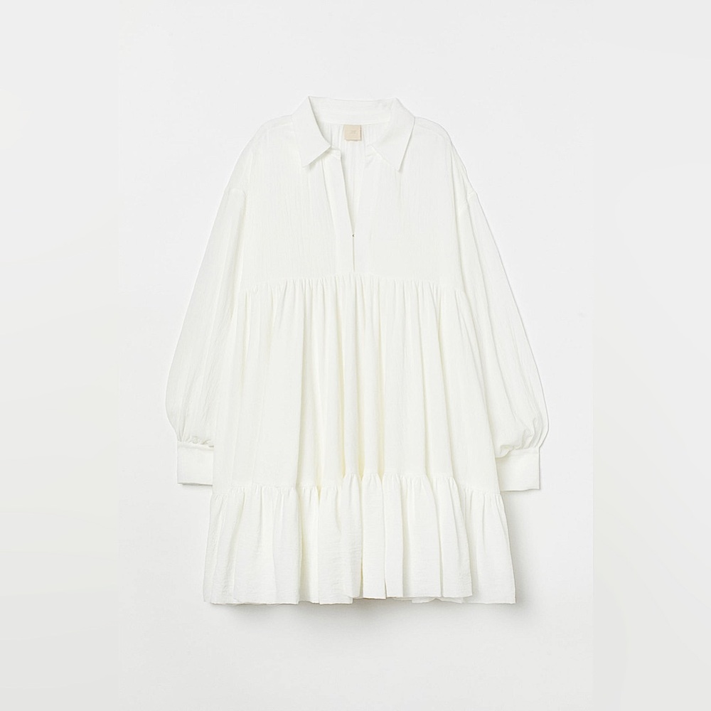 H&M dress Baby Doll Costal Dress Size Small White Long Sleeve